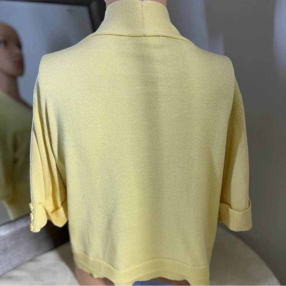 89th & Madison Yellow Knit Cardigan V-Neck Sweater